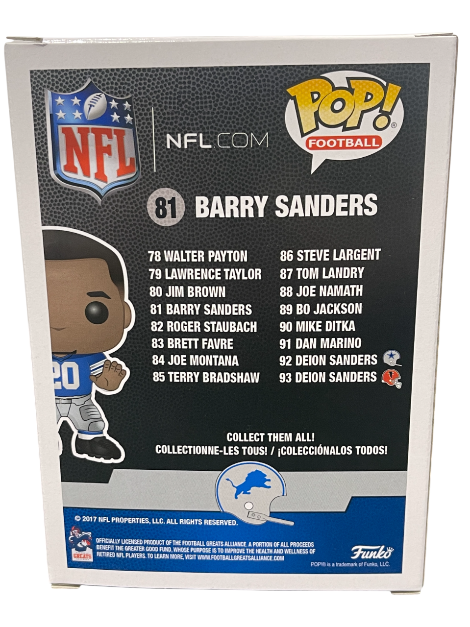 Barry Sanders Signed Detroit Lions NFL Funko Pop #81 Beckett Witness BAS COA