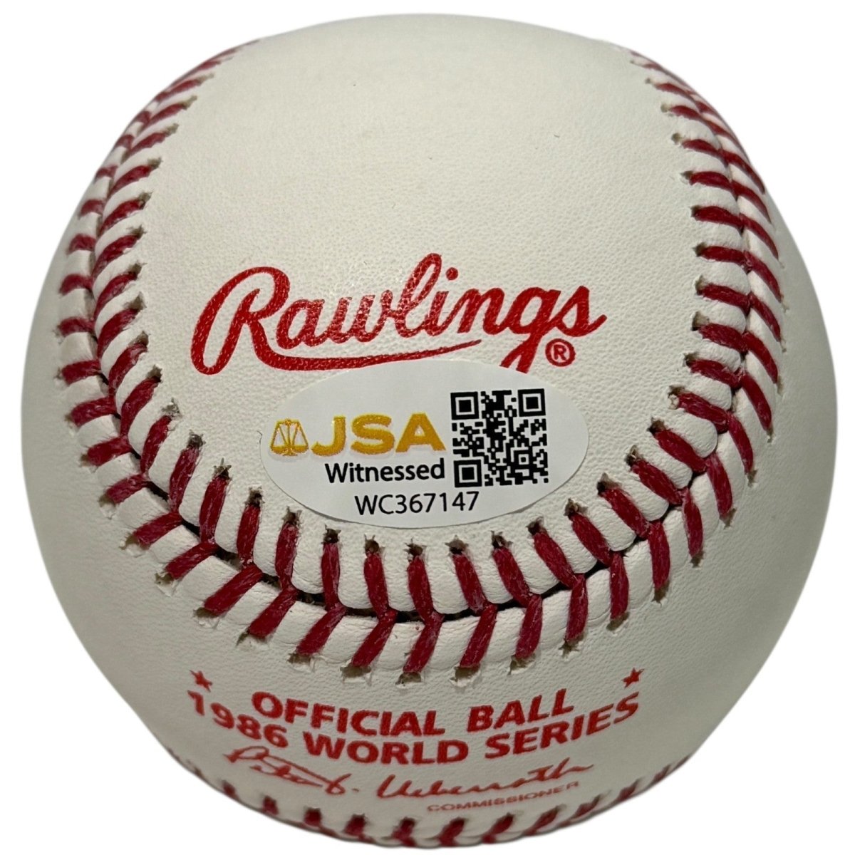 Roger McDowell Signed 1986 World Series Baseball w/ WS Champs GM 7 WP JSA W COA