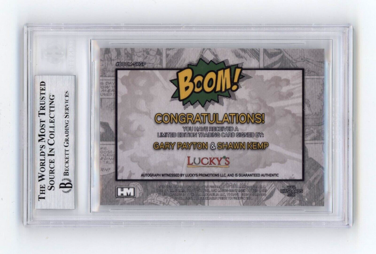 Shawn Kemp &amp; Gary Payton 2024 Hits BOOM Silver Dual Signed BGS BAS Auto Sonics