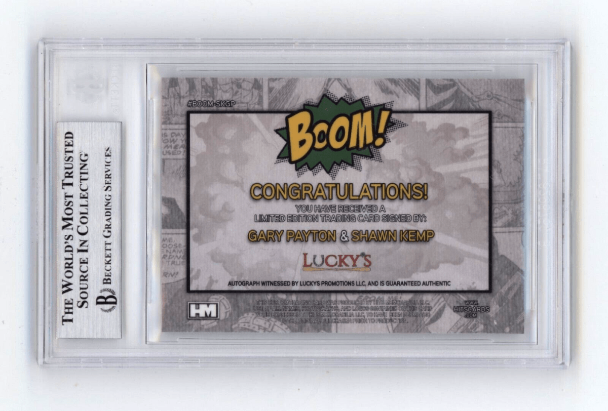 Shawn Kemp & Gary Payton 2024 Hits BOOM Silver Dual Signed BGS BAS Auto Sonics