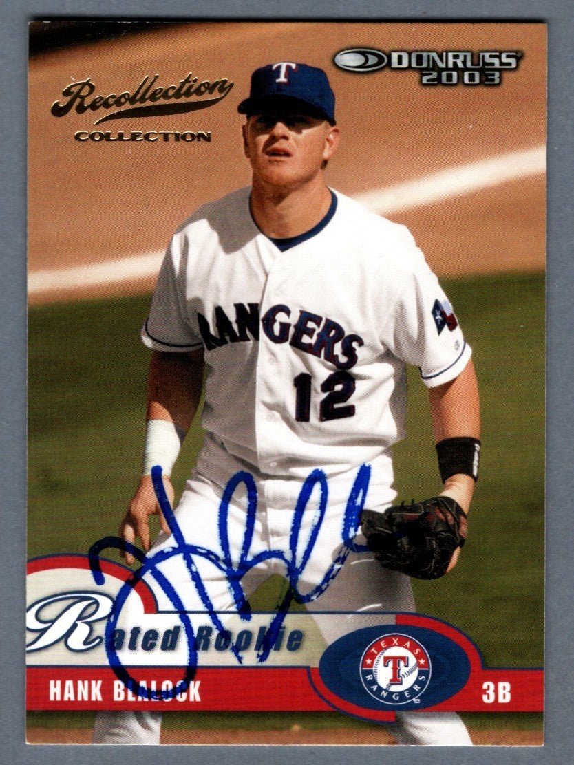 Hank Blalock Signed 2003 Donruss Recollection Rated Rookie RC #20/20 LSCM COA