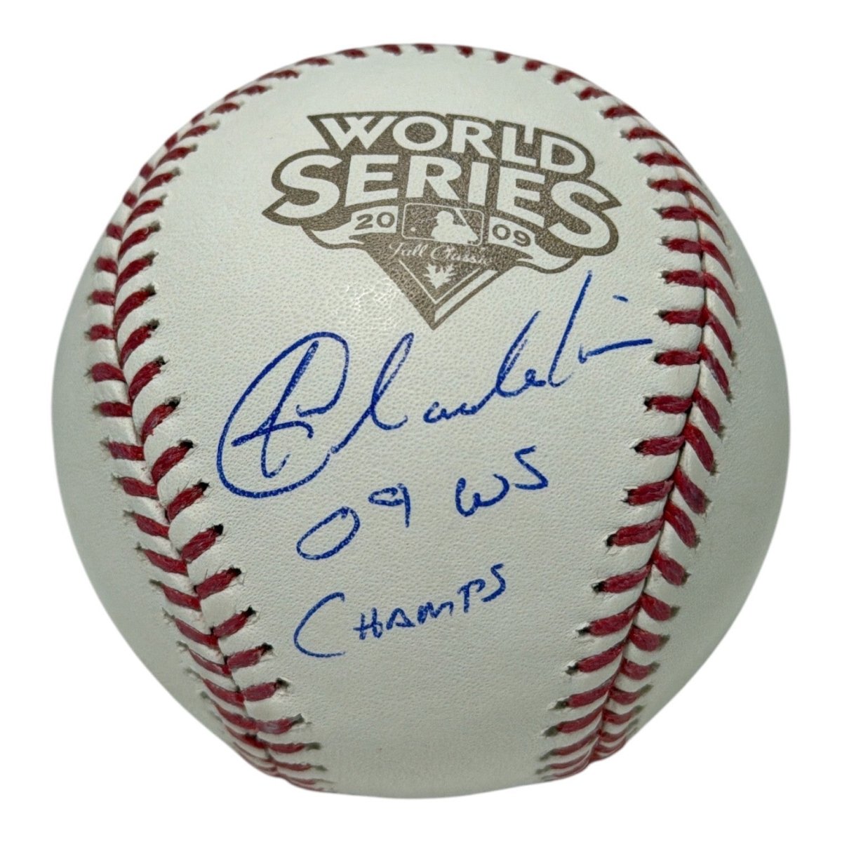 Joba Chamberlain Signed 2009 World Series Baseball w/ 09 WS Champs JSA Wit COA