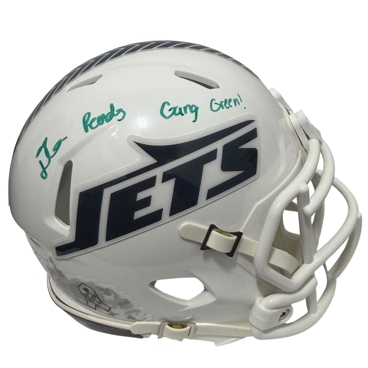 D'Angelo Ponds Signed New York Jets Salute Mini Helmet w/ Gang Green JSA Wit COA
