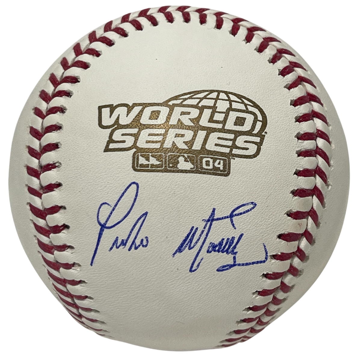Pedro Martinez Signed 2004 World Series WS Logo Baseball Beckett Witness BAS COA