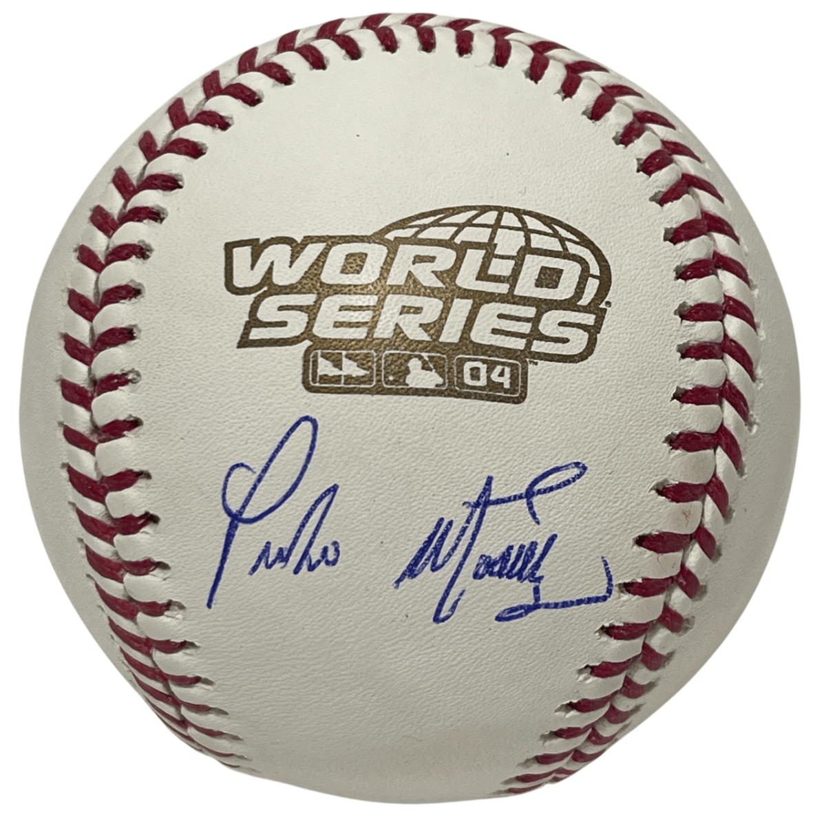 Pedro Martinez Signed 2004 World Series WS Logo Baseball Beckett Witness BAS COA