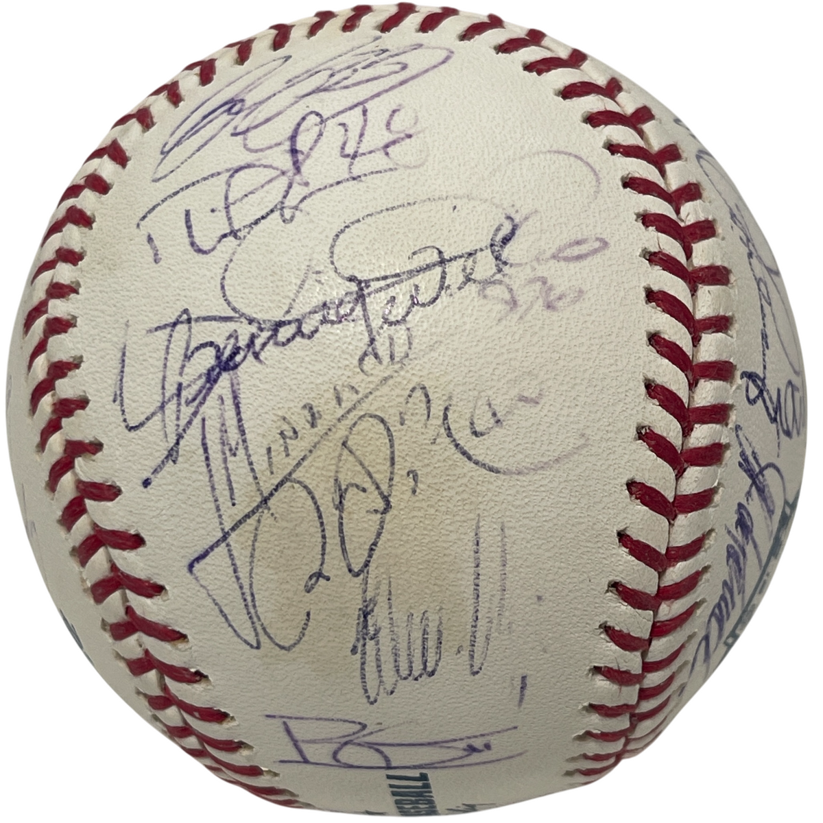 2008 New York Yankees (36) Signed Autographed Final Season Logo Baseball JSA LOA