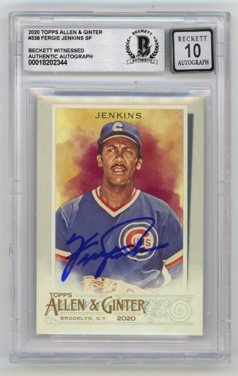 Fergie Jenkins 2020 Topps Allen &amp; Ginter #338 SP Signed Beckett BGS 10 Auto