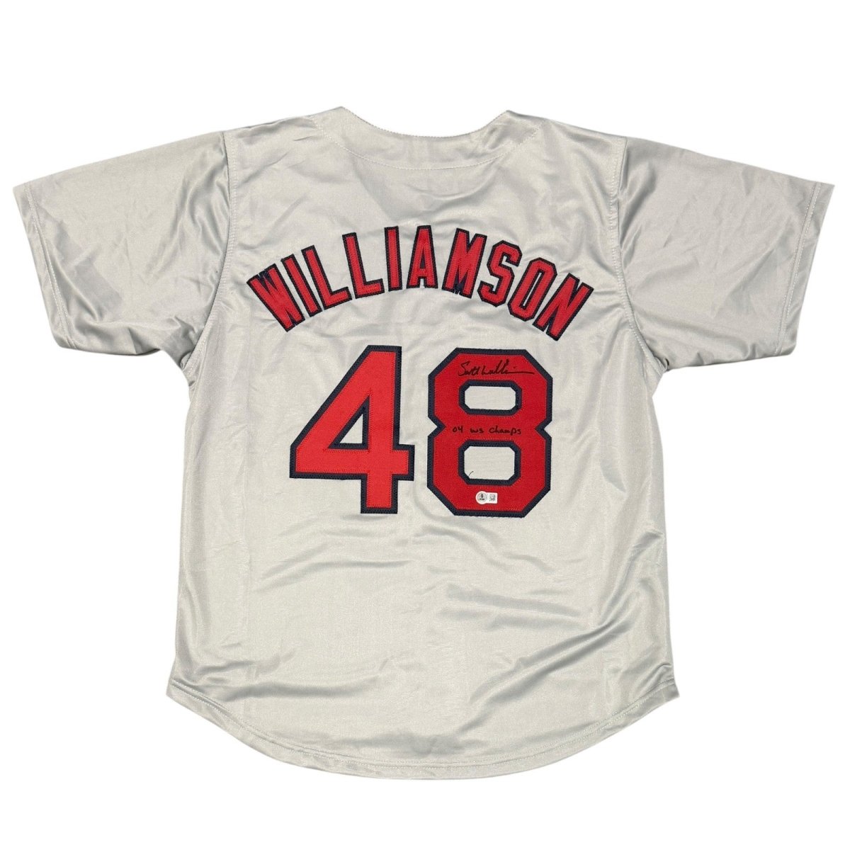 Scott Williamson Signed Red Sox Custom Jersey w/ 04 WS Champs Beckett W BAS COA