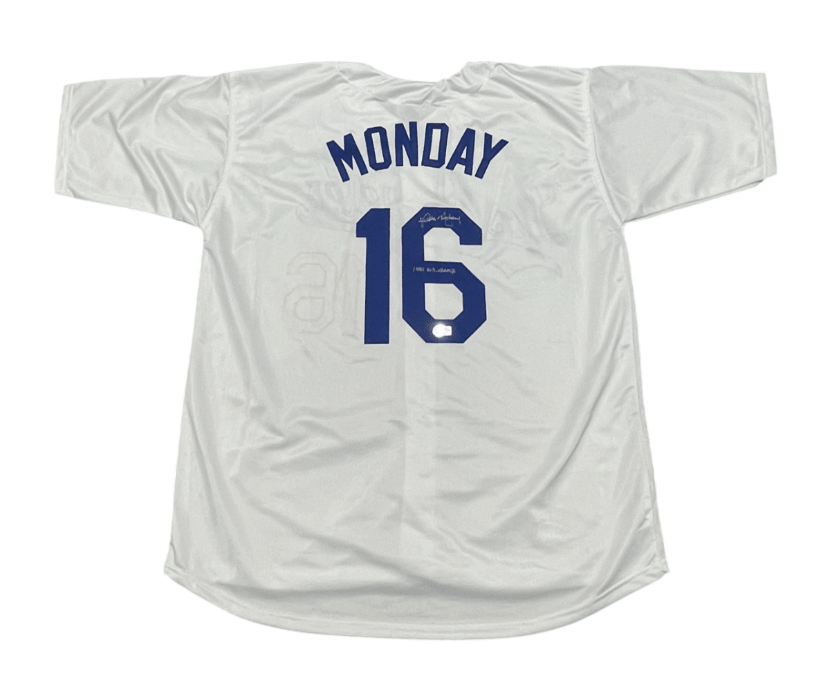 Rick Monday Signed Auto Dodgers Custom Jersey w/ 81 WS Champs Beckett BAS COA
