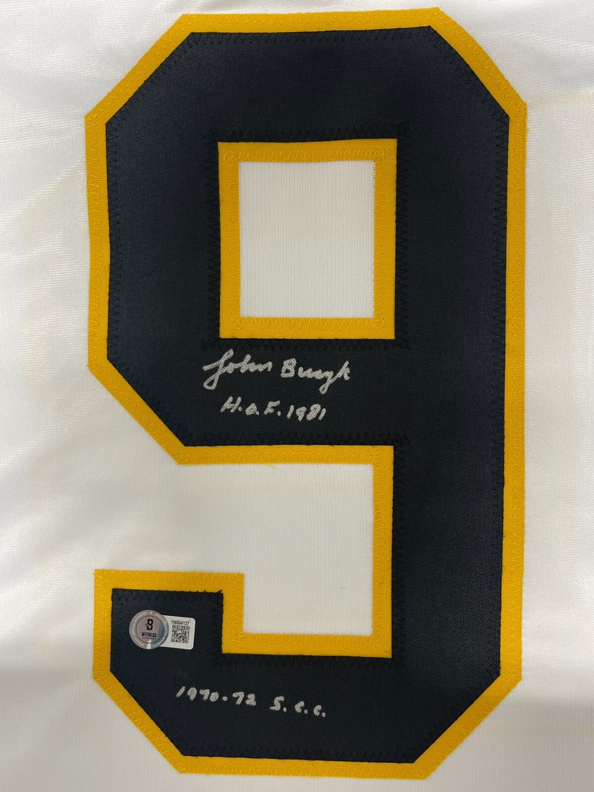 Johnny Bucyk Signed Bruins Custom Jersey HOF 1981 + SCC Beckett W BAS COA