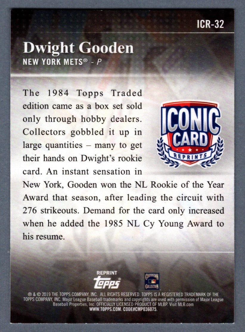 Dwight Doc Gooden Signed 2019 Topps Update Iconic Card Reprints ICR-32 LSCM COA