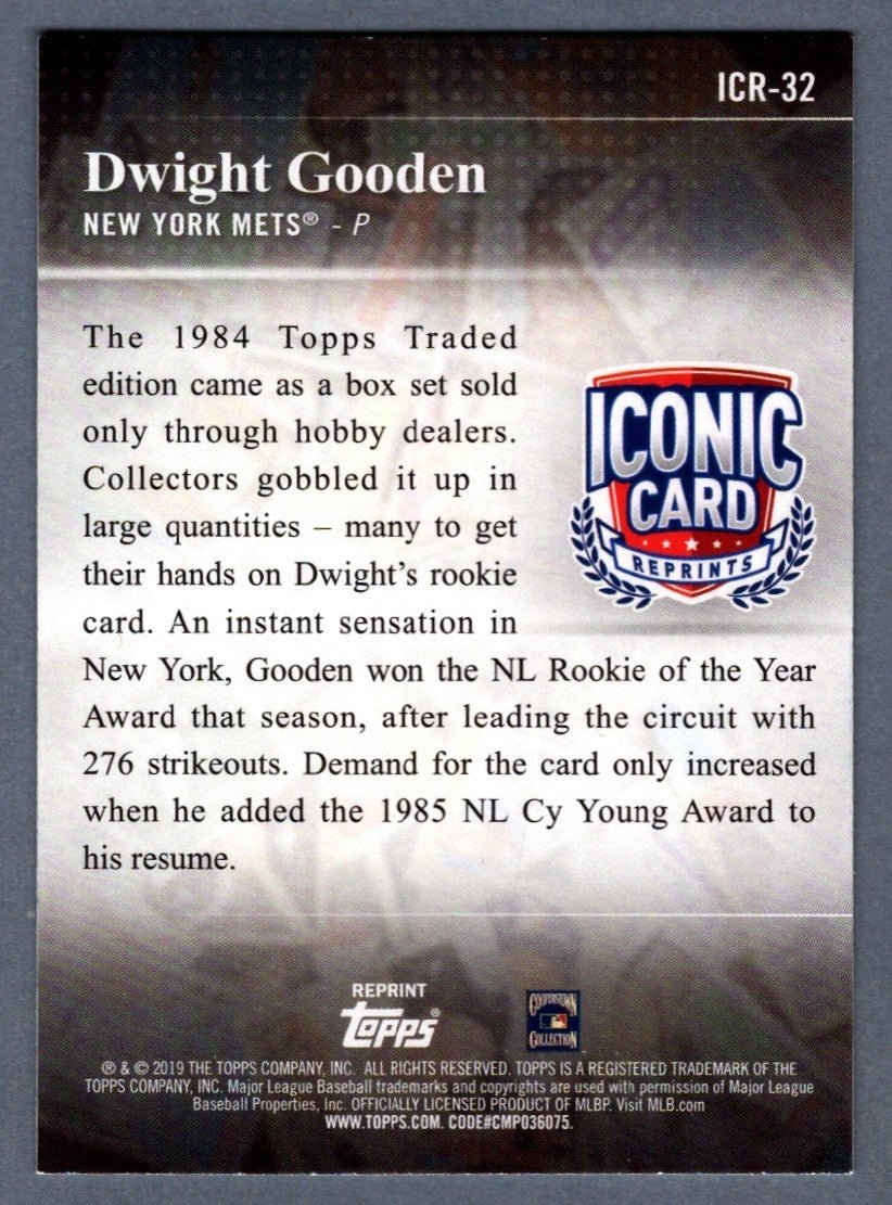 Dwight Doc Gooden Signed 2019 Topps Update Iconic Card Reprints ICR-32 LSCM COA