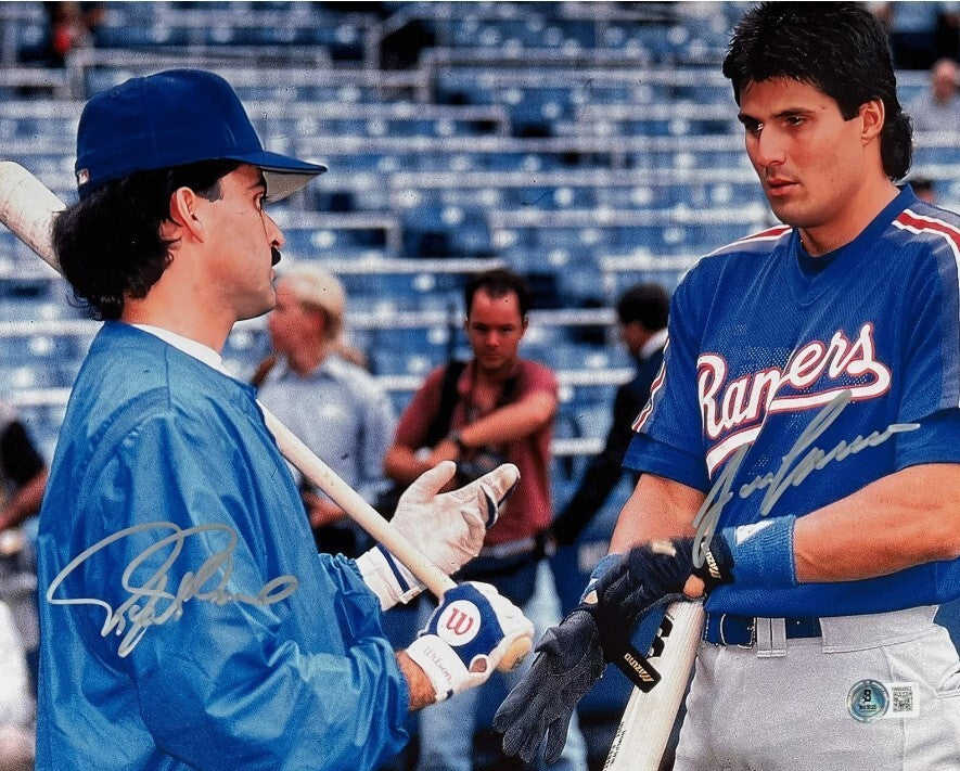 Rafael Palmeiro &amp; Jose Canseco Signed 11x14 Photo Beckett Witness BAS COA