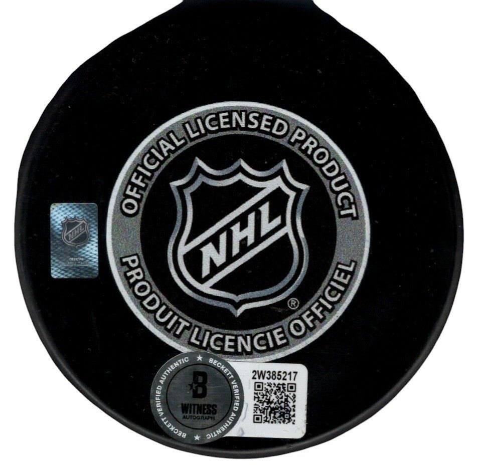 Ed Belfour Signed 1999 Stanley Cup Dallas Stars Puck Beckett Witness BAS COA