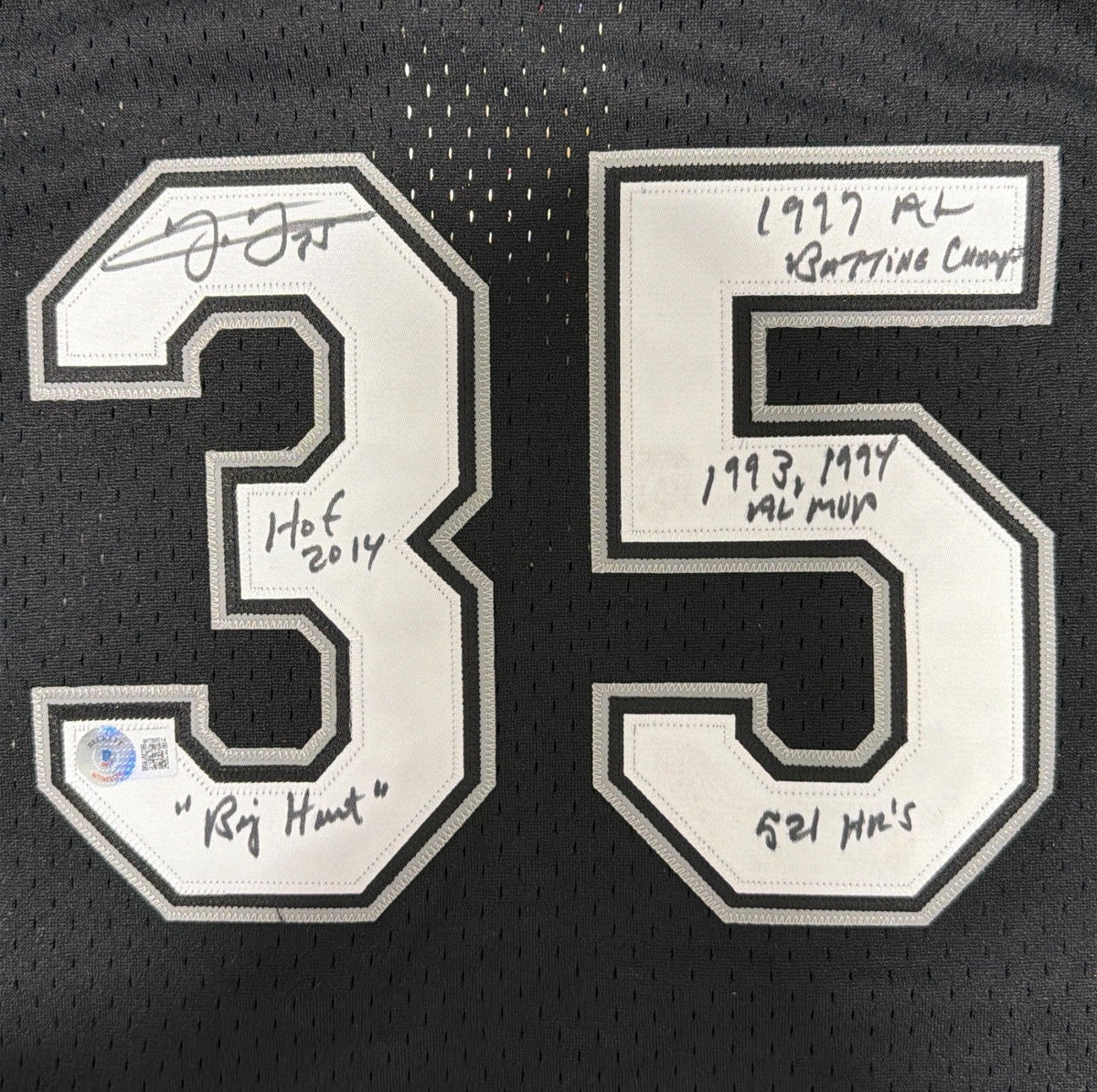 Frank Thomas Signed White Sox Mitchell &amp; Ness Jersey w/ 5x Ins Beckett W BAS COA