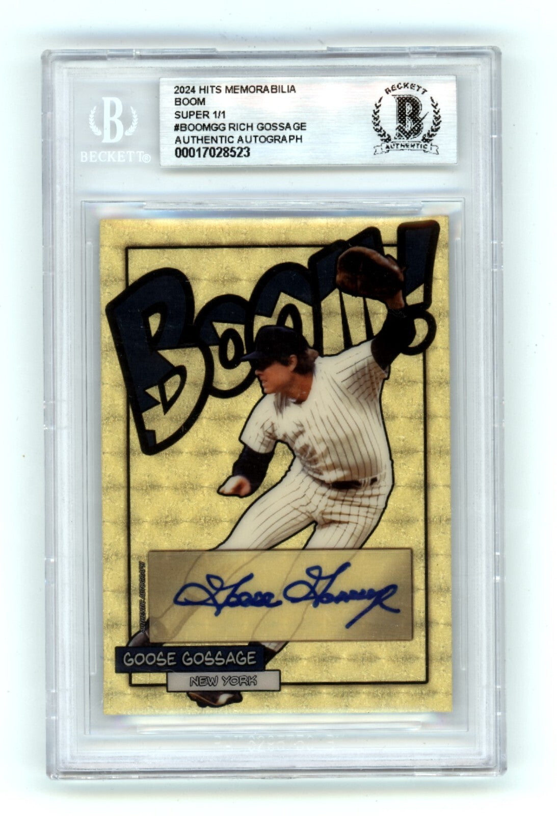 Goose Gossage 2024 Hits Memorabilia BOOM Super #1/1 Signed BGS BAS Auto Yankees