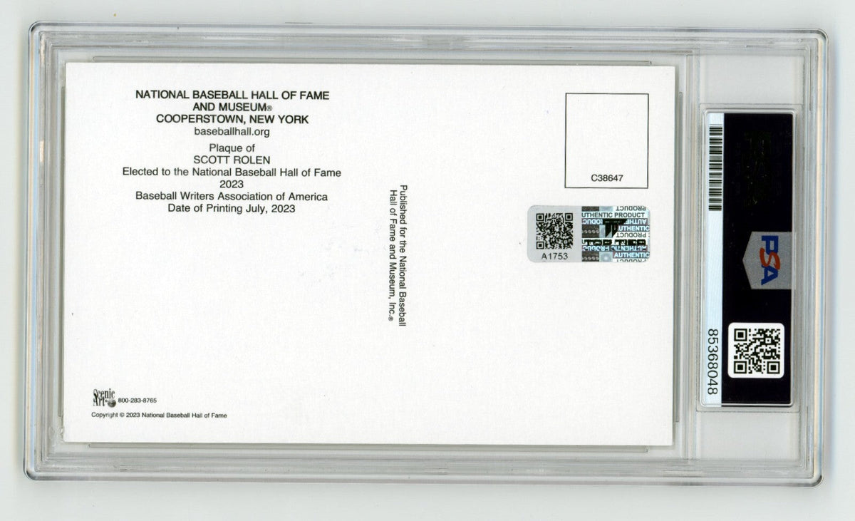 Scott Rolen Signed Yellow HOF Plaque Post Card w/ HOF 23 PSA 10 Auto Steiner