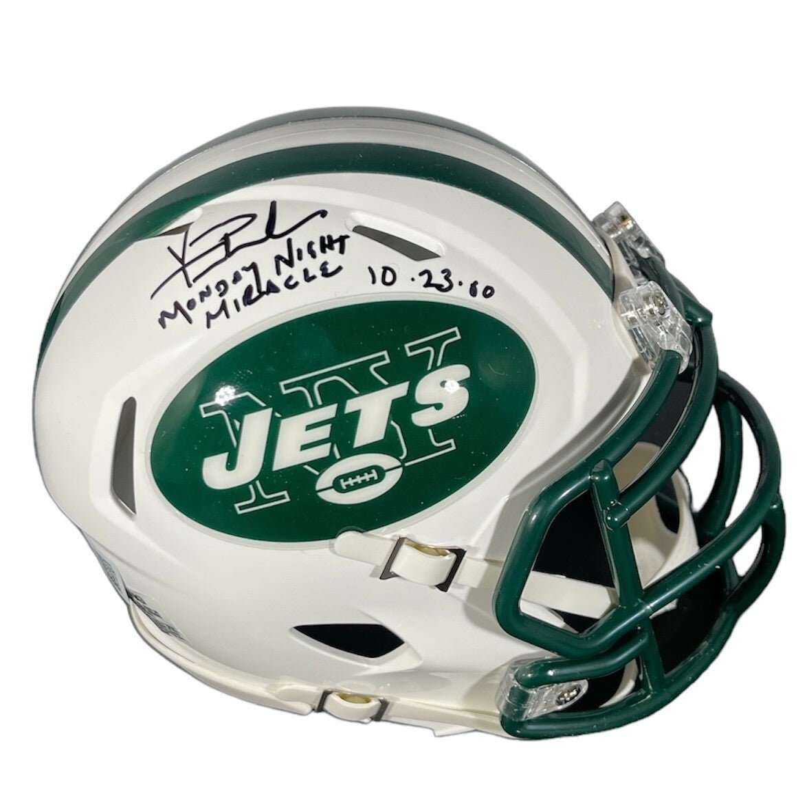 Vinny Testaverde Signed Jets TB 98-18 Mini Helmet w/ Ins Beckett Witness BAS COA