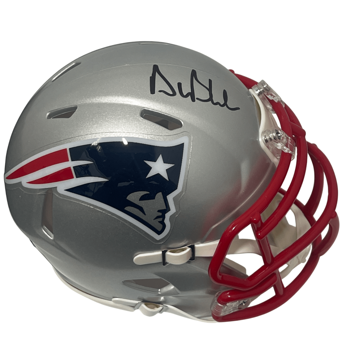 Drew Bledsoe Signed New England Patriots Speed Mini Helmet Beckett Wit BAS COA