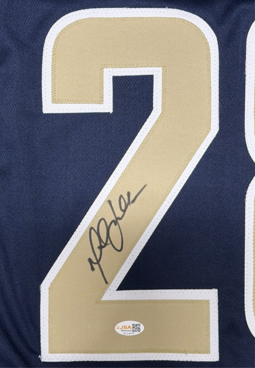 Marshall Faulk Signed St. Louis Rams Custom Navy Jersey JSA Witness COA