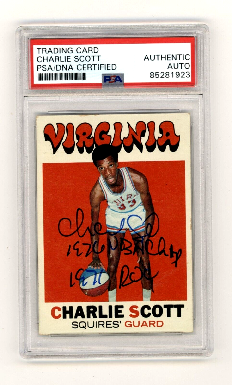 Charlie Scott 1971-72 Topps #190 Rookie RC 2 Inscription Signed PSA Auto HOF A