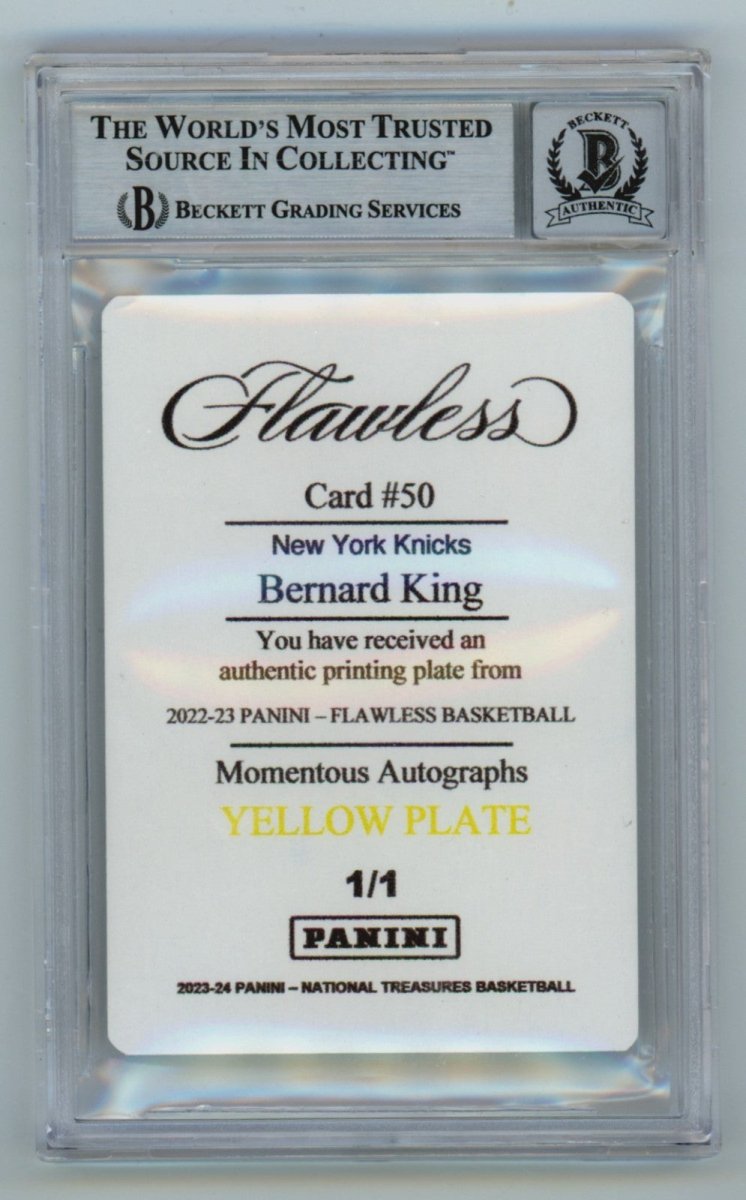 Bernard King 2022-23 Panini Flawless Printing Plate #1/1 Signed Insc BGS 10 Auto