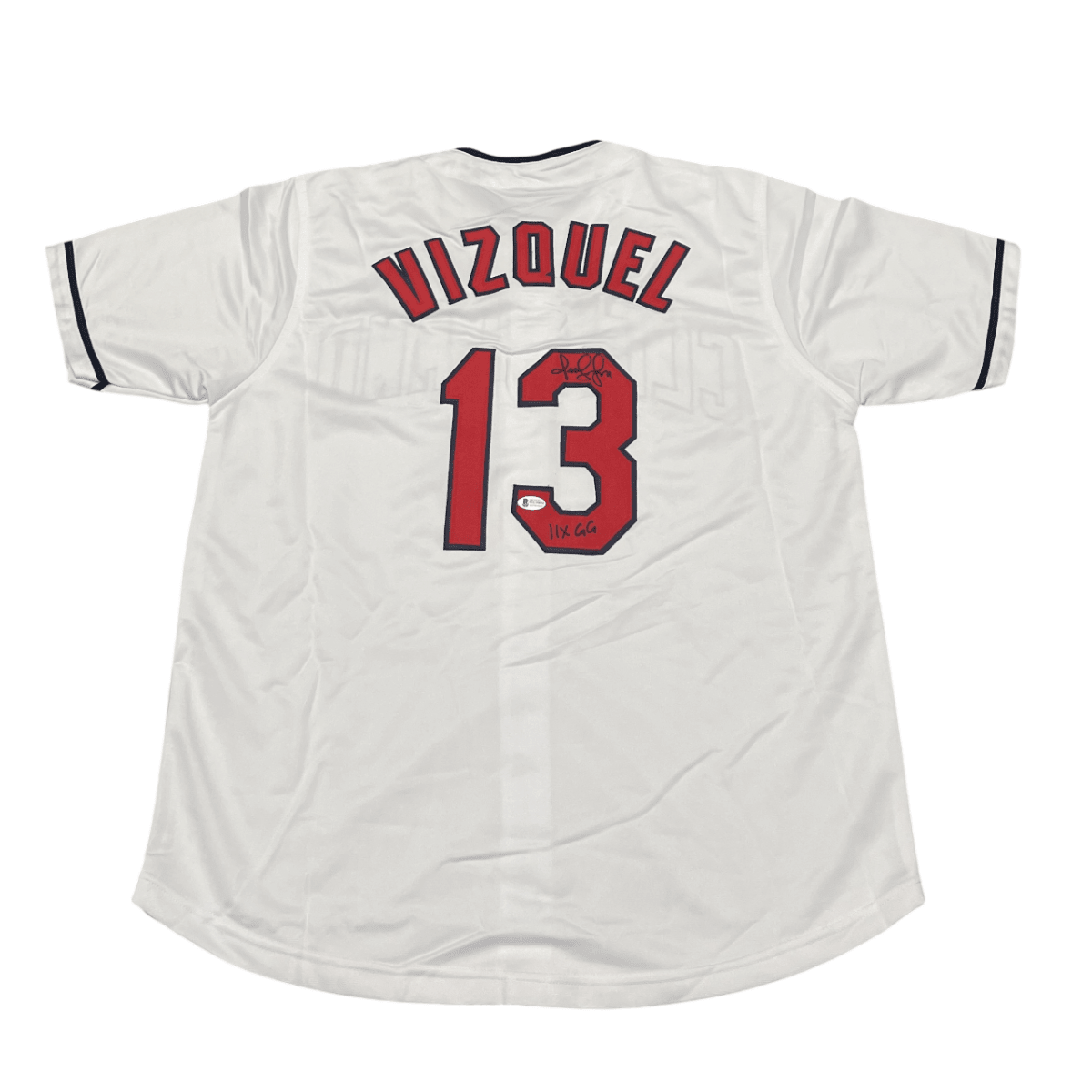 Omar Vizquel Signed Cleveland Custom White Jersey w/ 11x GG Beckett BAS COA