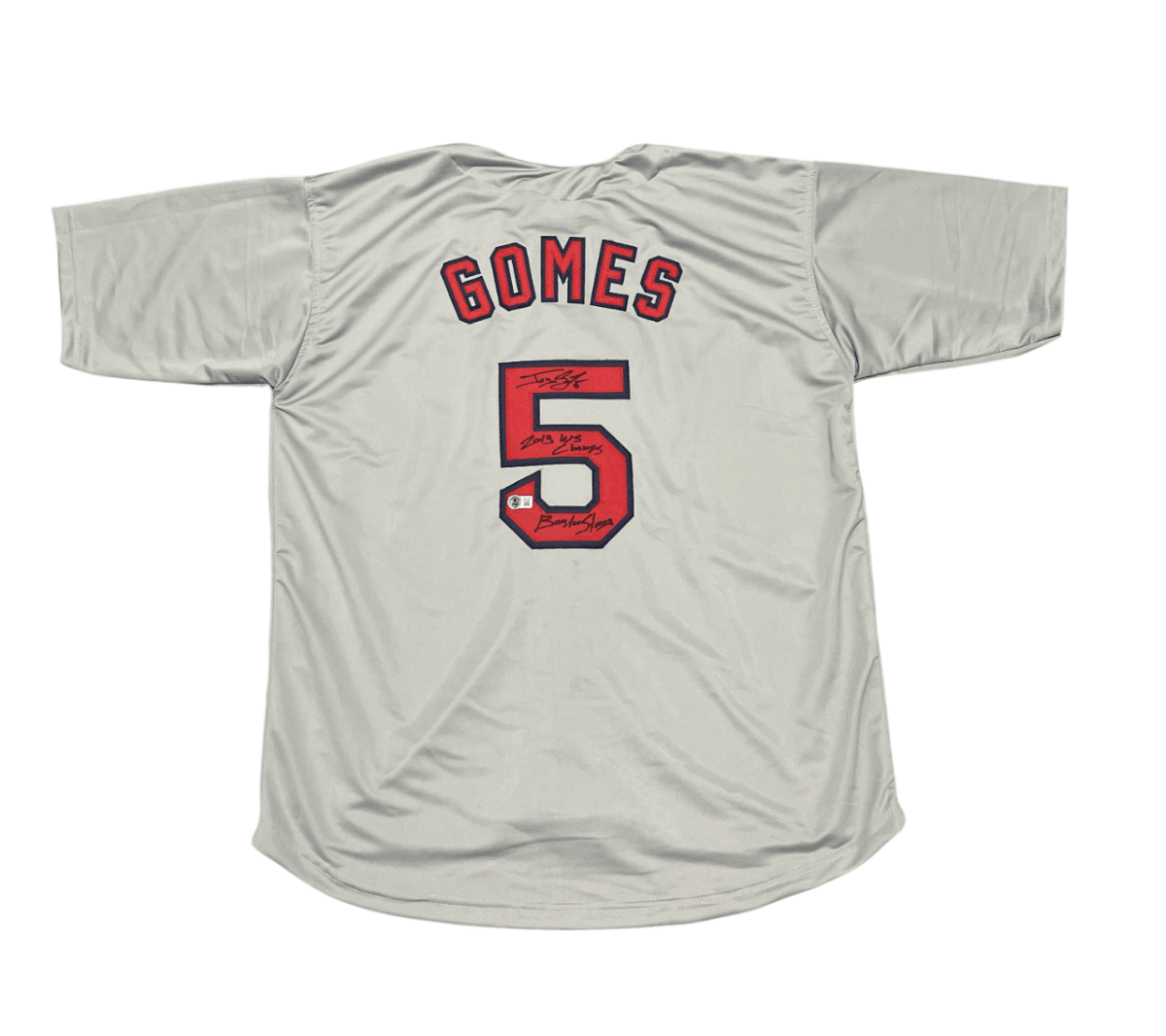 Jonny Gomes Signed Red Sox Custom Jersey w/ 2 Insc Beckett Witness BAS COA