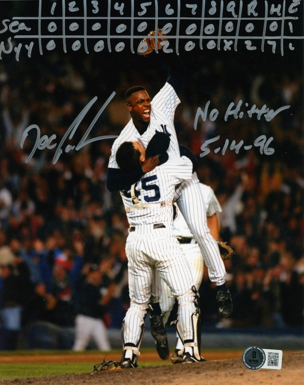 Doc Gooden Signed 8x10 Photo w/ No Hitter Line Score Drawn Beckett BAS COA