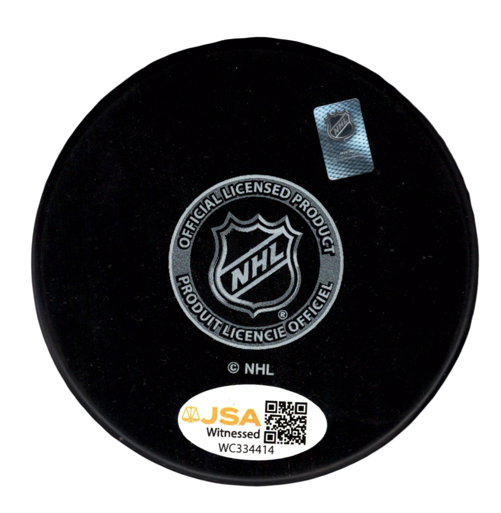 Dawson Mercer Signed Autographed New Jersey Devils Logo Puck JSA Witness COA