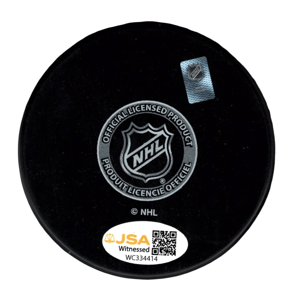 Dawson Mercer Signed Autographed New Jersey Devils Logo Puck JSA Witness COA