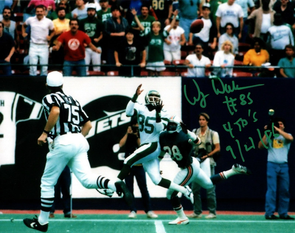 Wesley Walker Signed New York Jets 8x10 Photo w/ 4 TD 9/21/86 LSCM COA #4