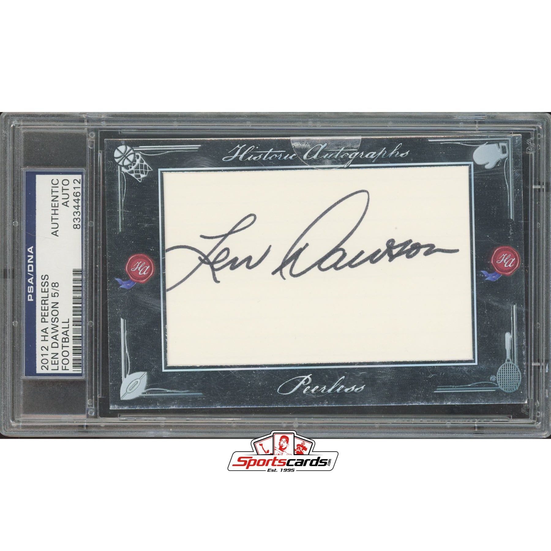 Len Dawson Signed 2012 Historic Autographs Card #ed 5/8 - PSA