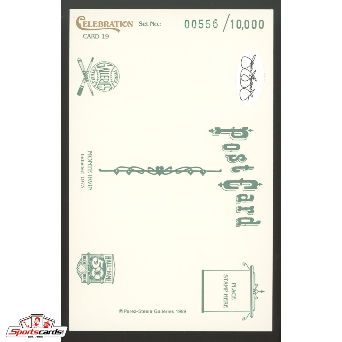 Monte Irvin Signed Perez-Steele Postcard - JSA