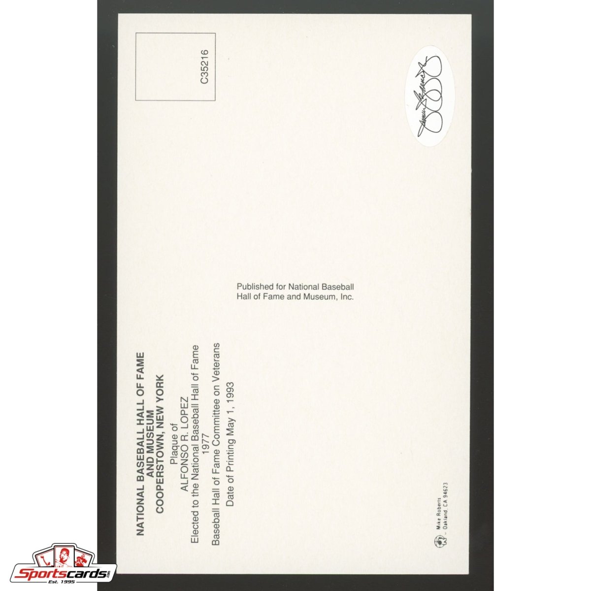 Al Lopez Signed Auto Hall of Fame HOF Postcard - JSA