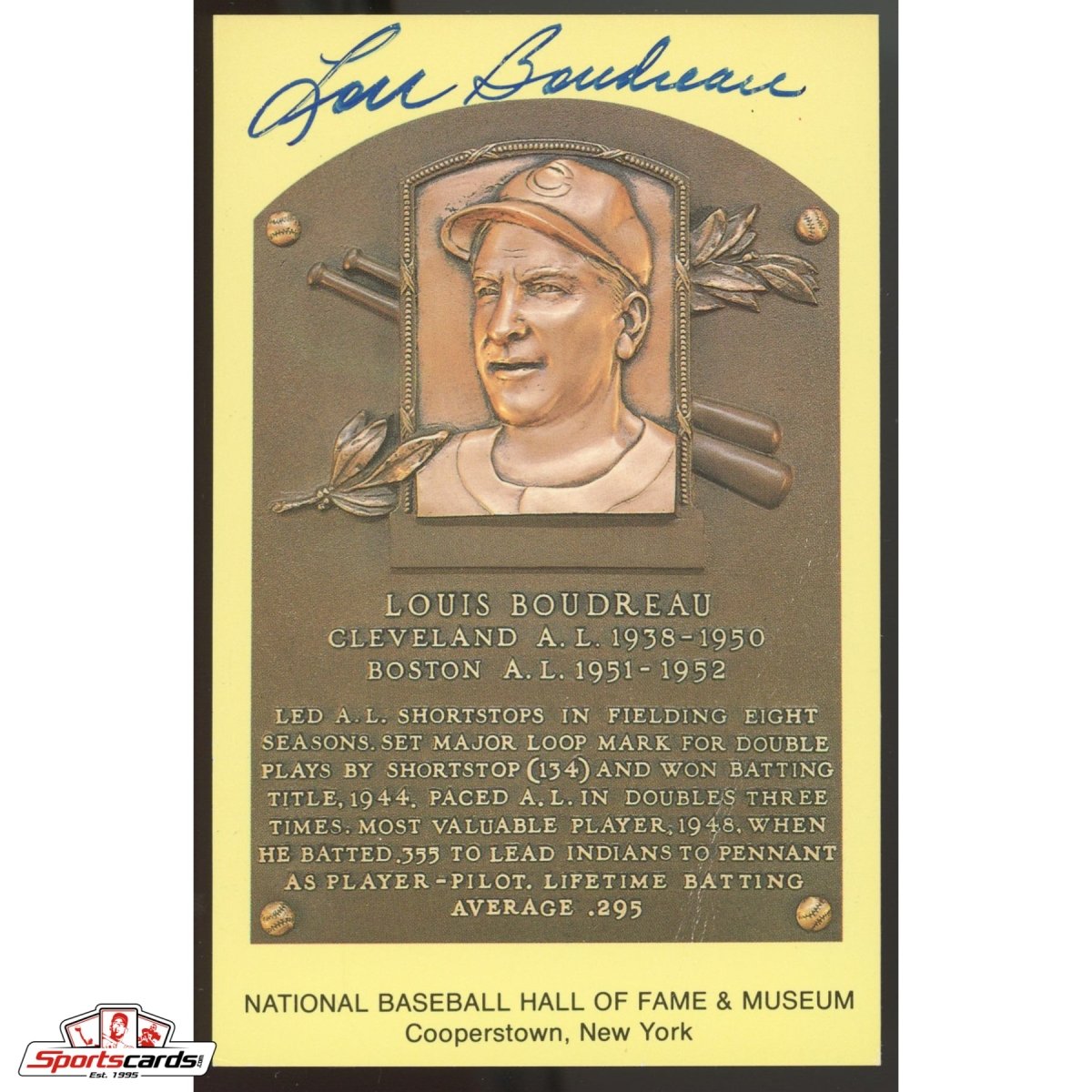 Lou Boudreau Signed Auto Hall of Fame HOF Postcard - JSA