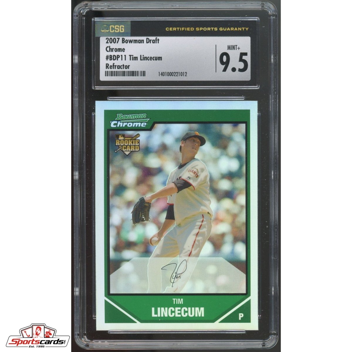 2007 Bowman Draft Chrome Refractor Tim Lincecum RC CSG 9.5 #BDP11