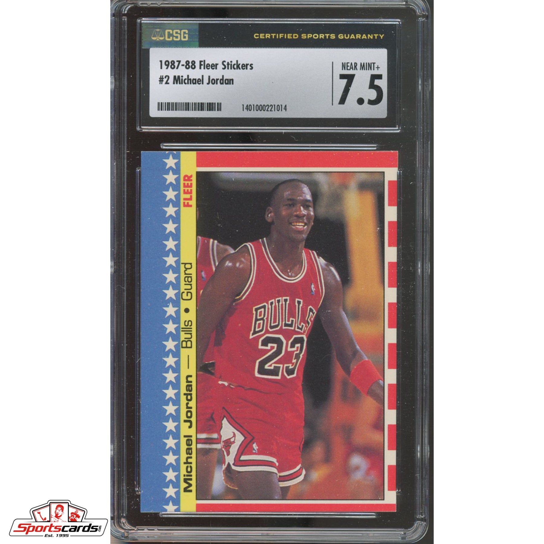 1987-88 Fleer Sticker Michael Jordan #2 CSG 7.5 Bulls HOF