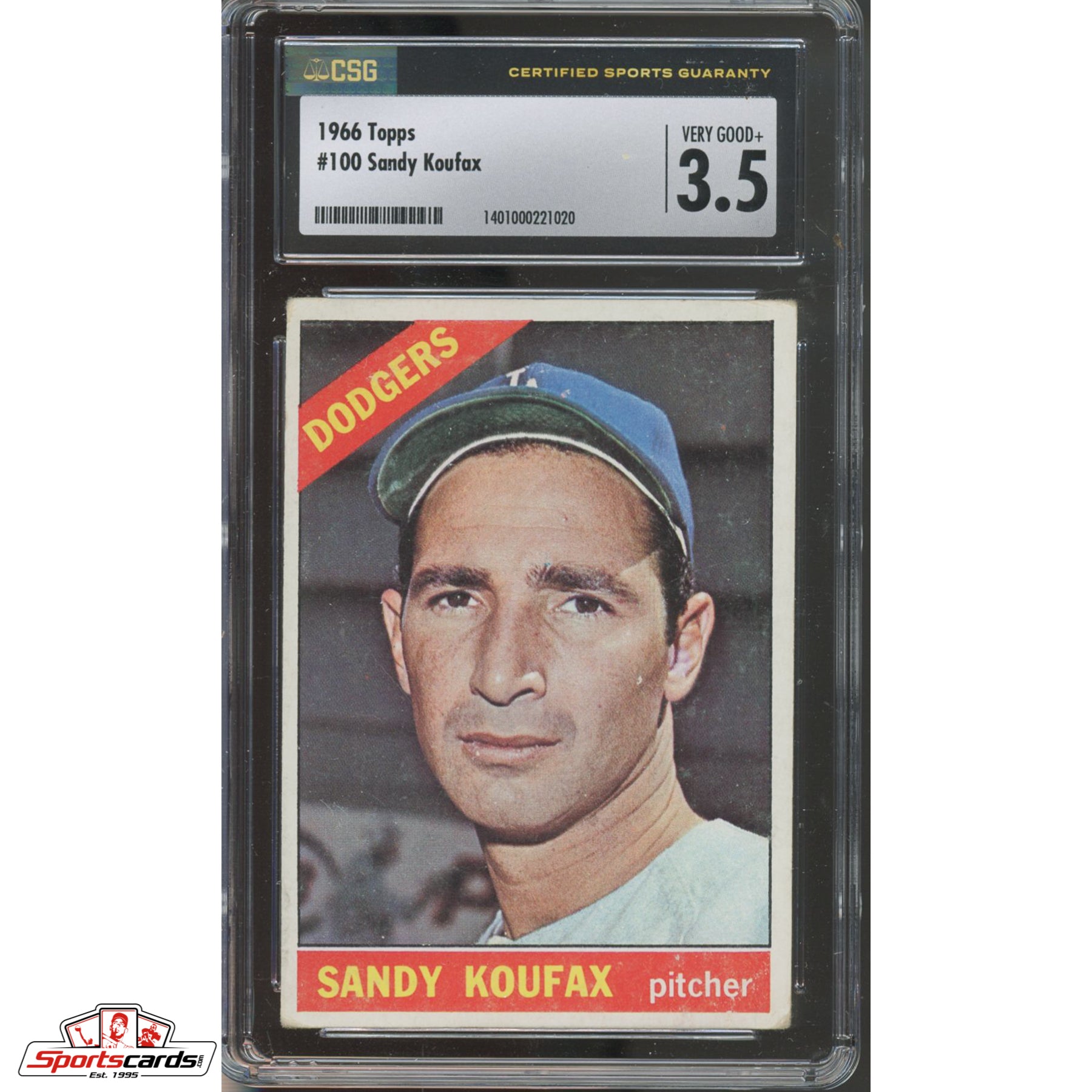 1966 Topps Sandy Koufax #100 CSG 3.5 VG+ Dodgers HOF