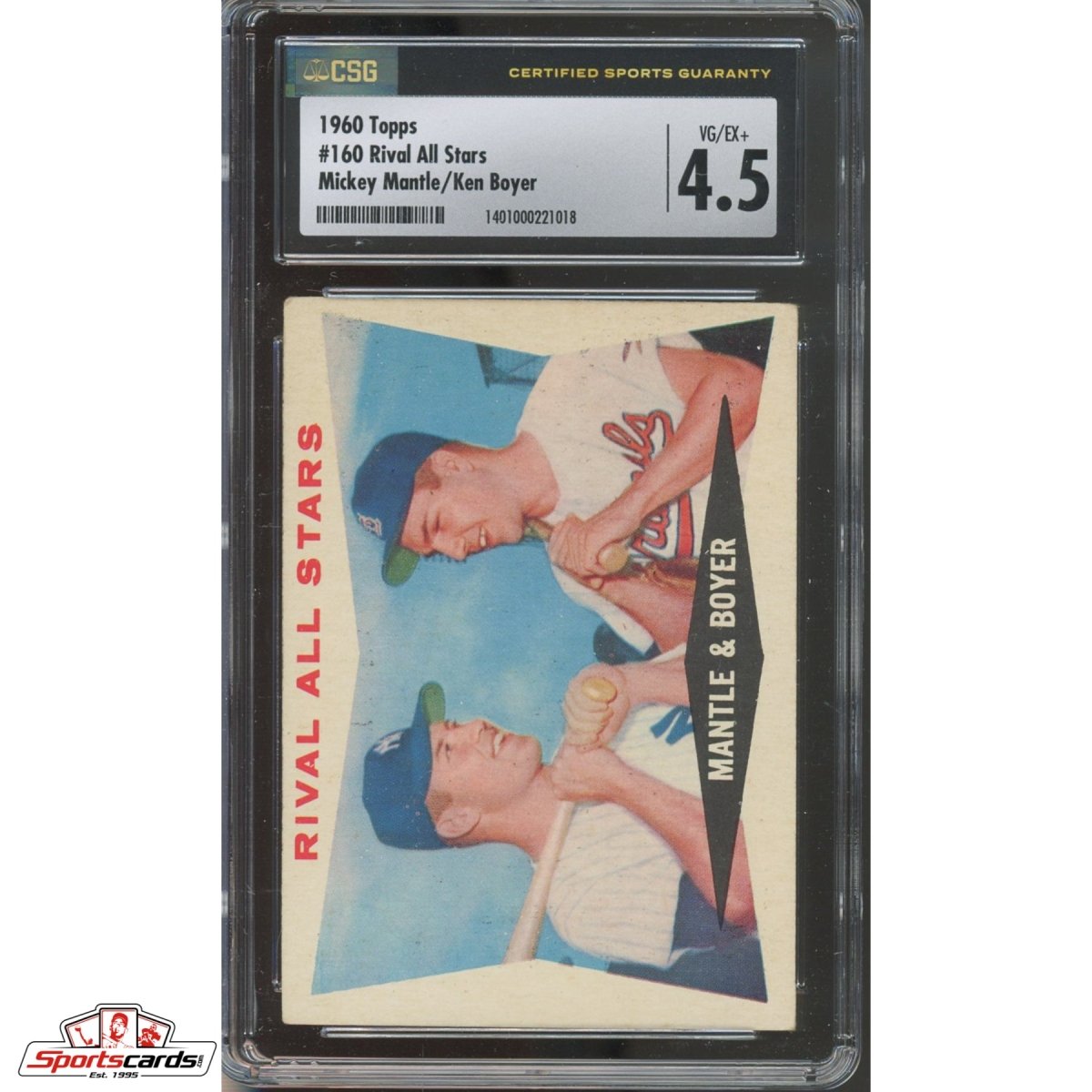 1960 Topps Rival All Stars Mantle Boyer #160 CSG 4.5 VG/EX+