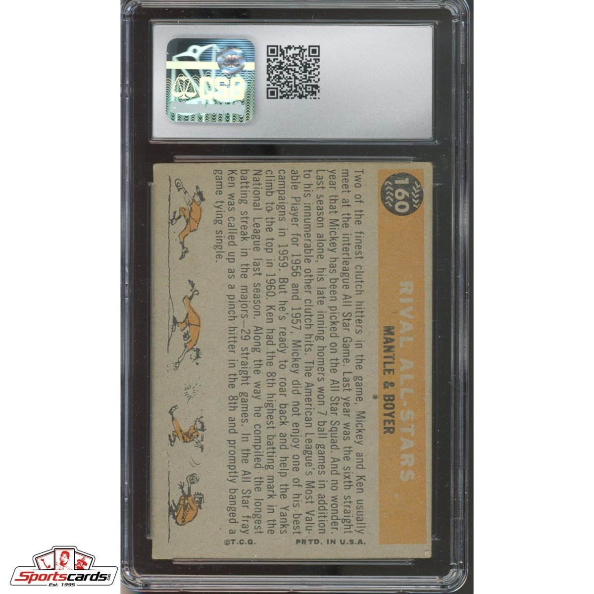 1960 Topps Rival All Stars Mantle Boyer #160 CSG 4.5 VG/EX+