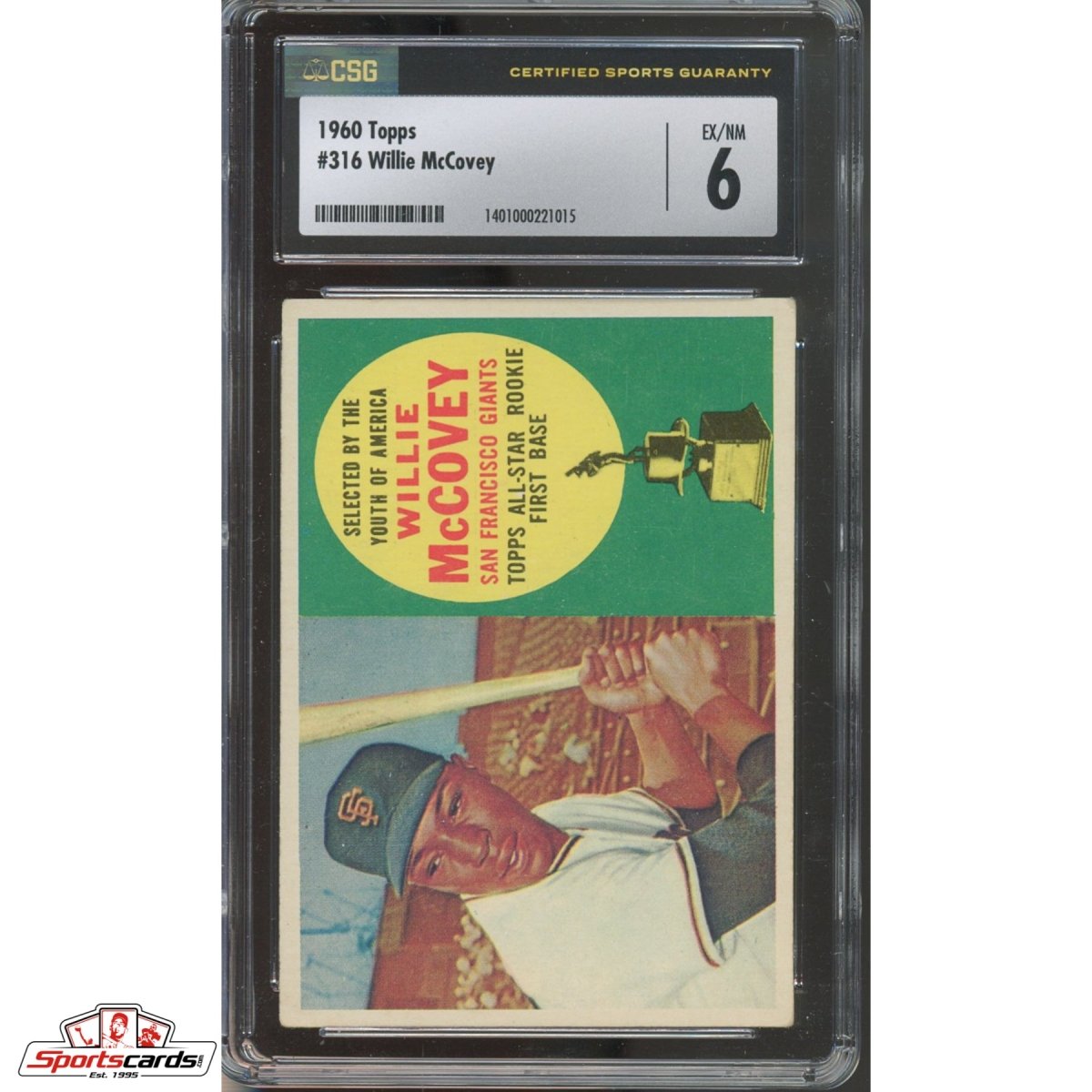 1960 Topps Willie McCovey #316 RC CSG 6 EX/NM Giants HOF