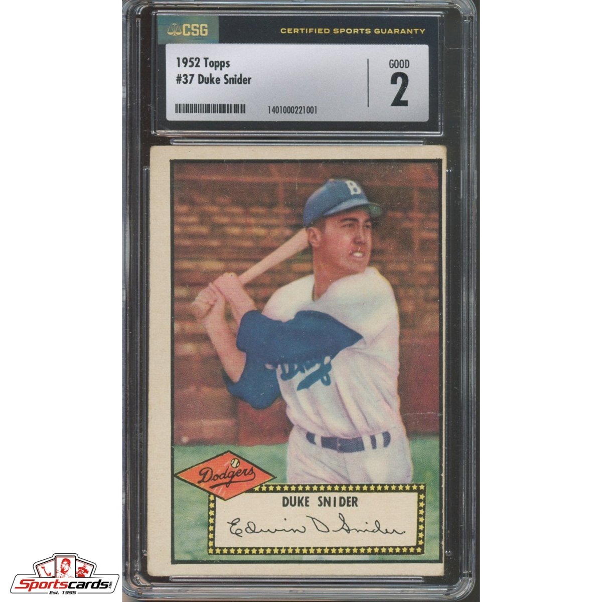 1952 Topps Duke Snider #37 CSG 2 Good Dodgers HOF