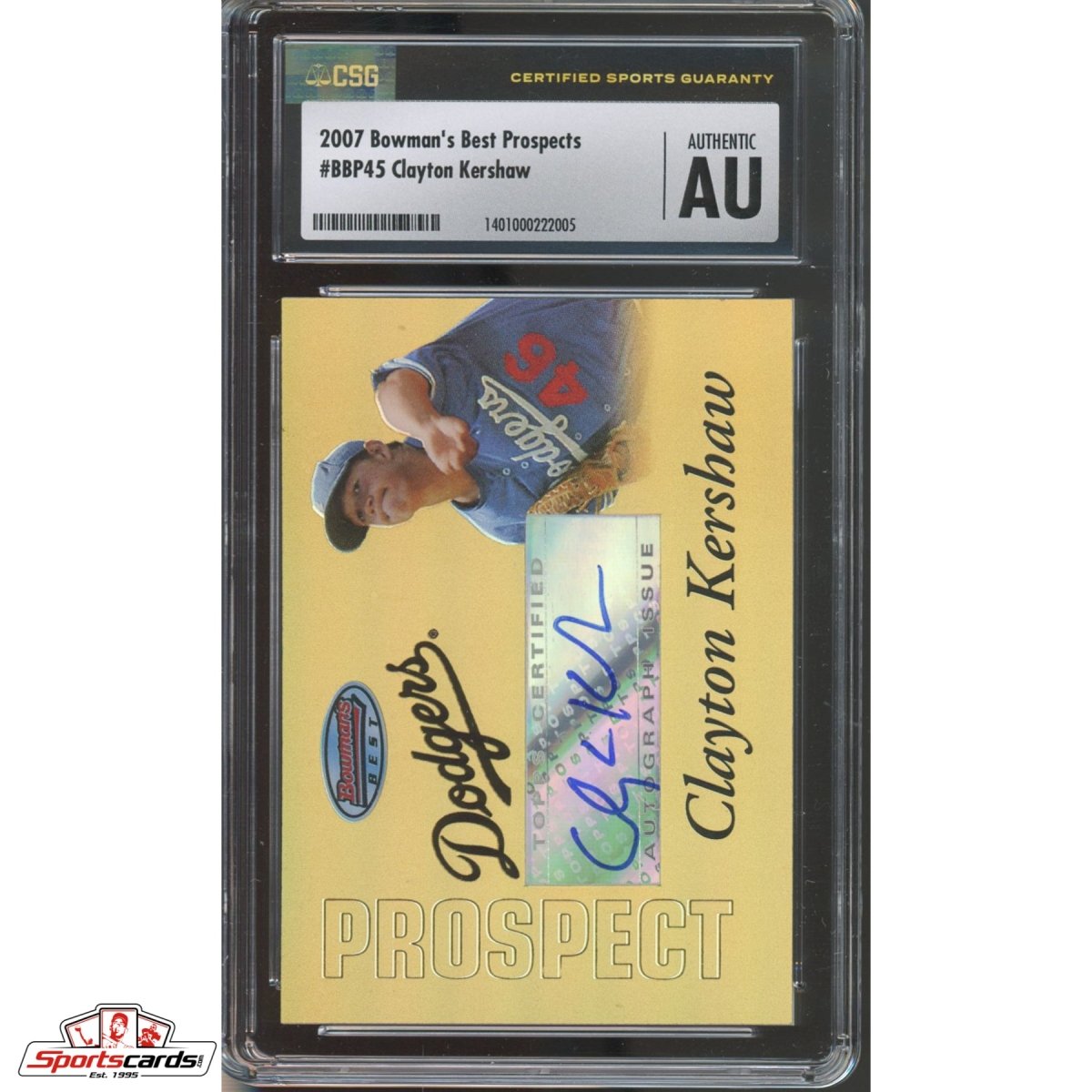 2007 Bowman's Best Prospects Clayton Kershaw Gold Auto #/ 50 #BBP45