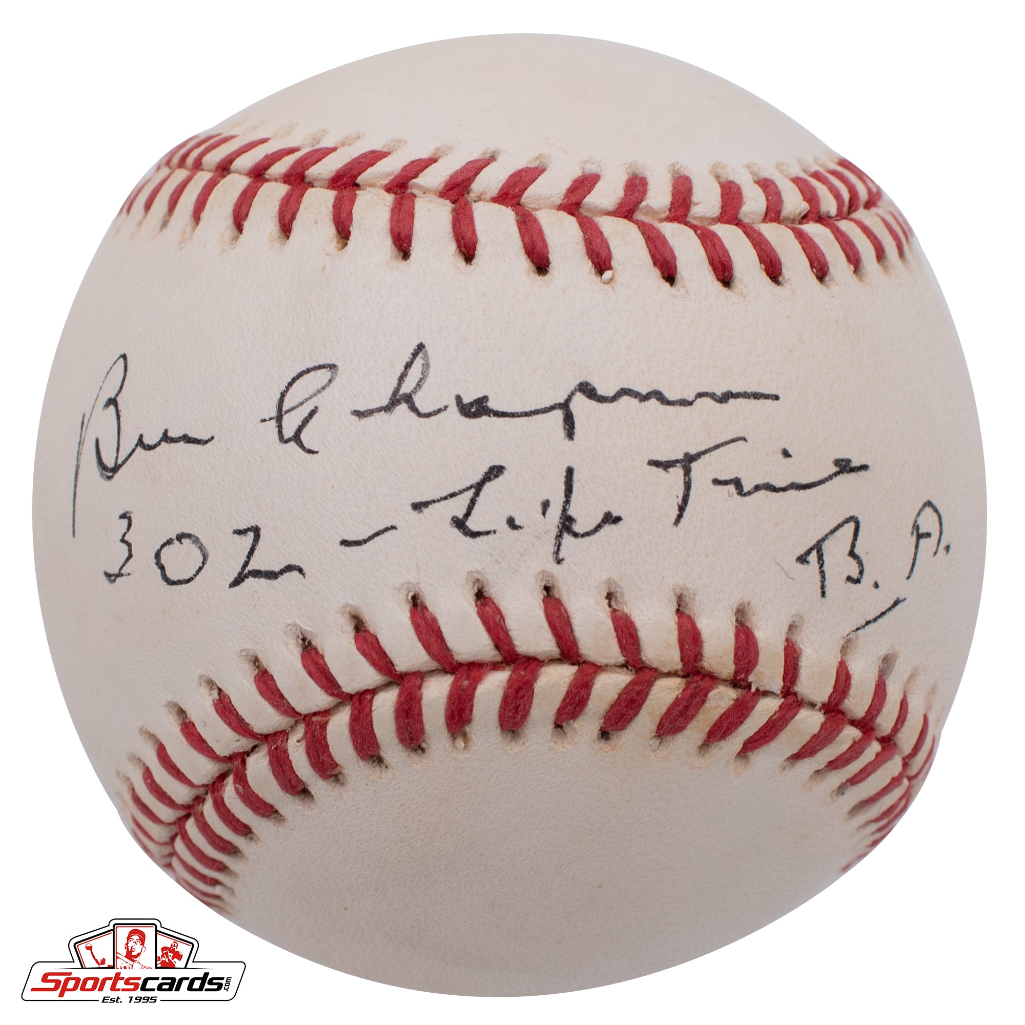 Ben Chapman (d.1993) ".302 Lifetime BA" Single Signed Baseball Beckett BAS