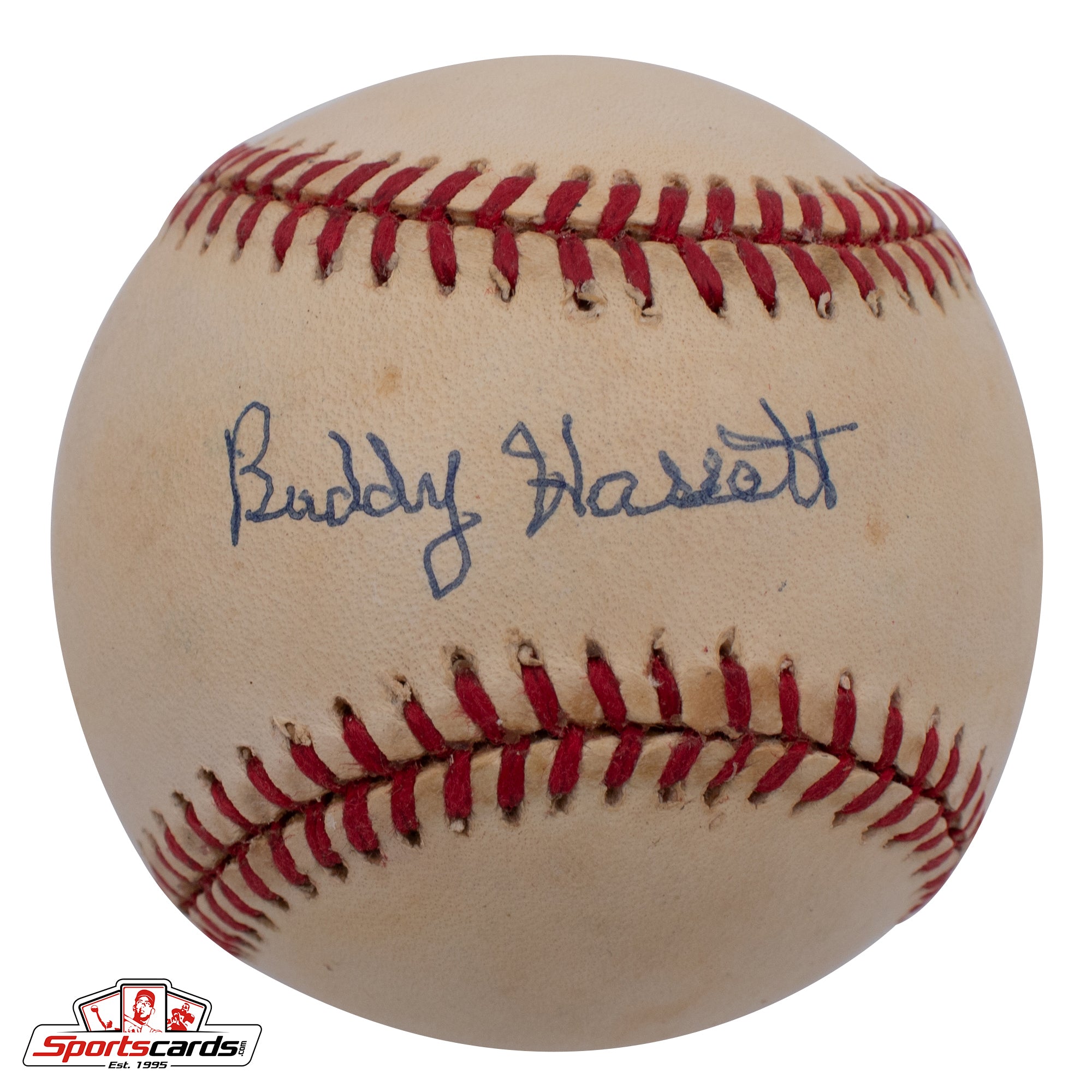 Buddy Hassett (d.1997) Single Signed Baseball Beckett BAS Yankees