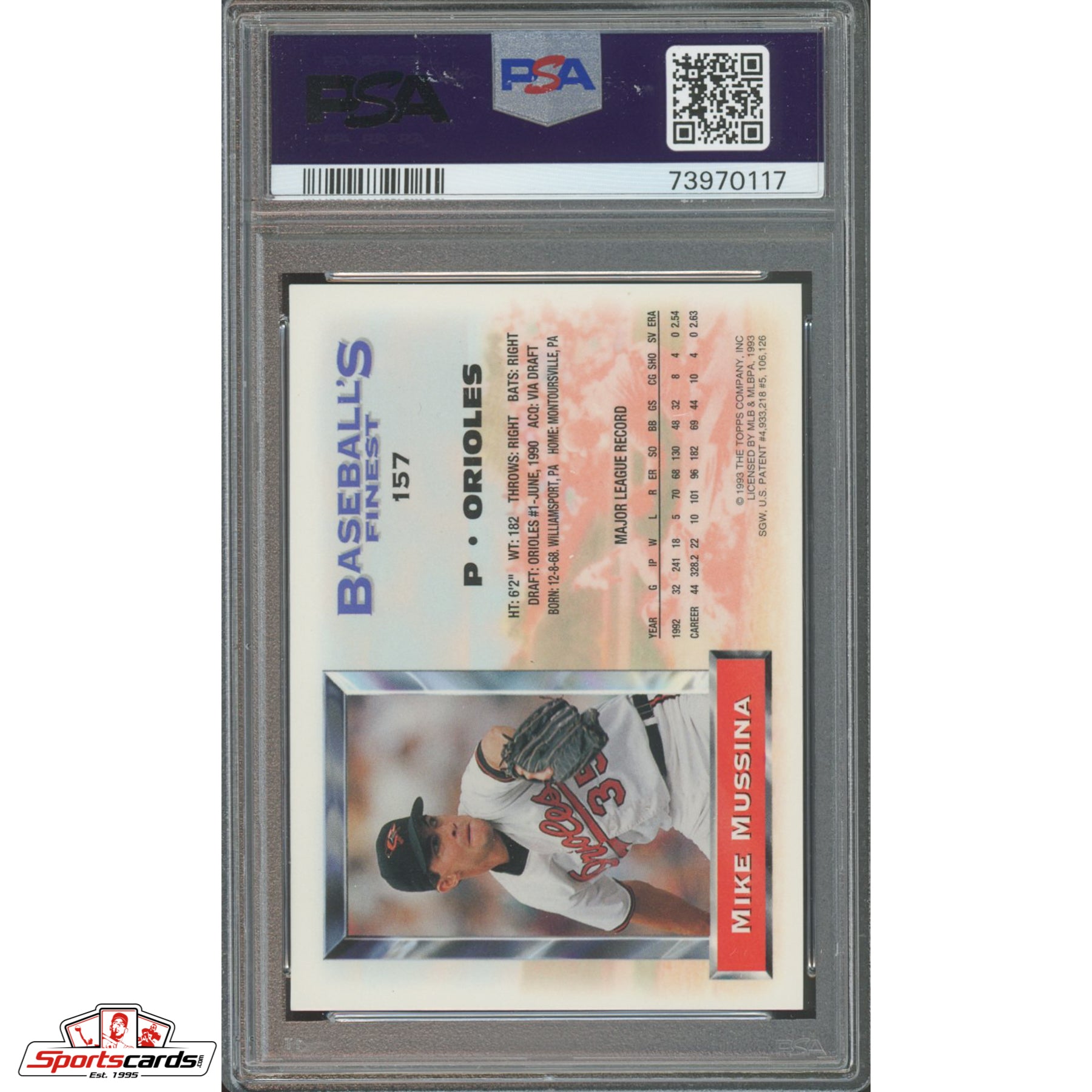 1993 Finest Mike Mussina Refractor #157 PSA 9