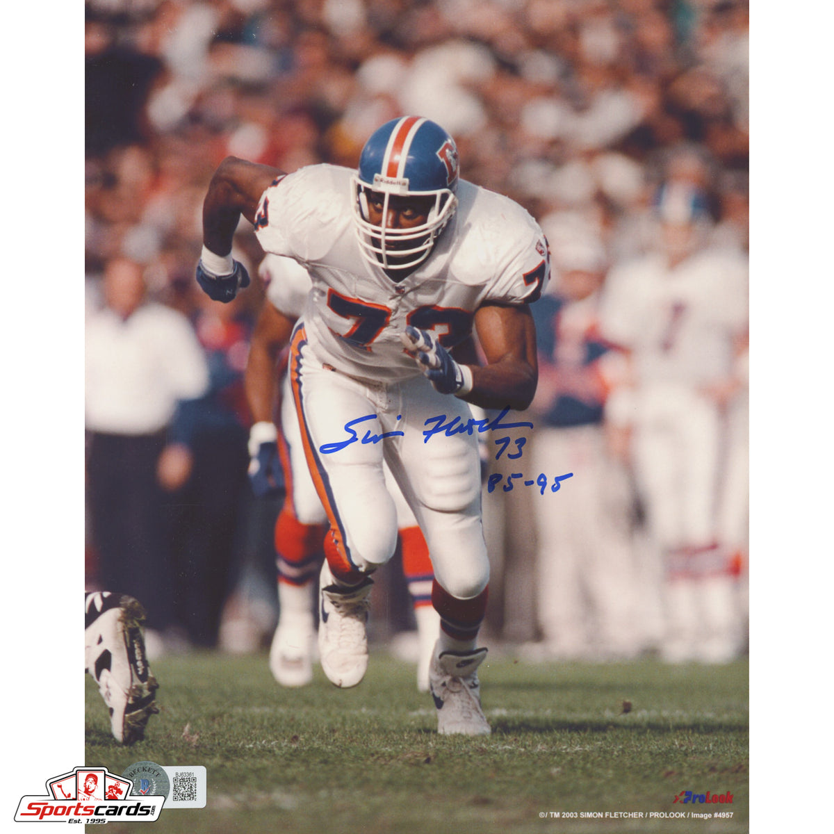 Simon Fletcher Signed Auto 8x10 Photo Beckett BAS Broncos