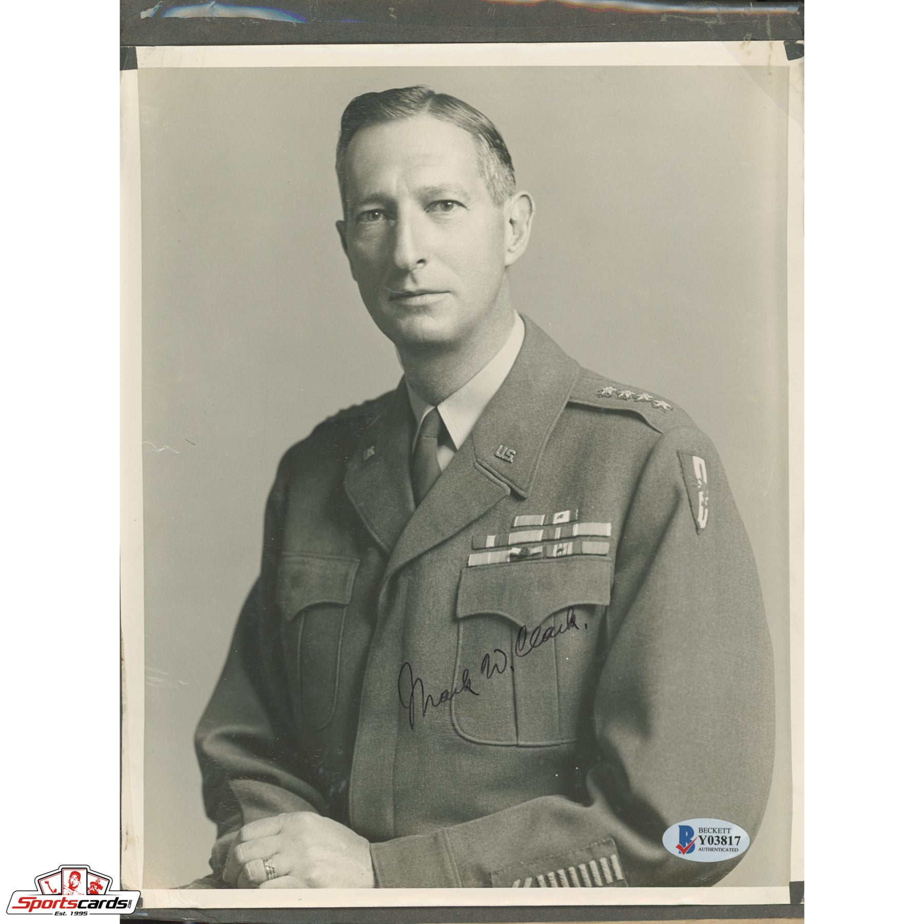 Mark W. Clark (d.84) Signed Auto Photo Beckett BAS Army General WWII