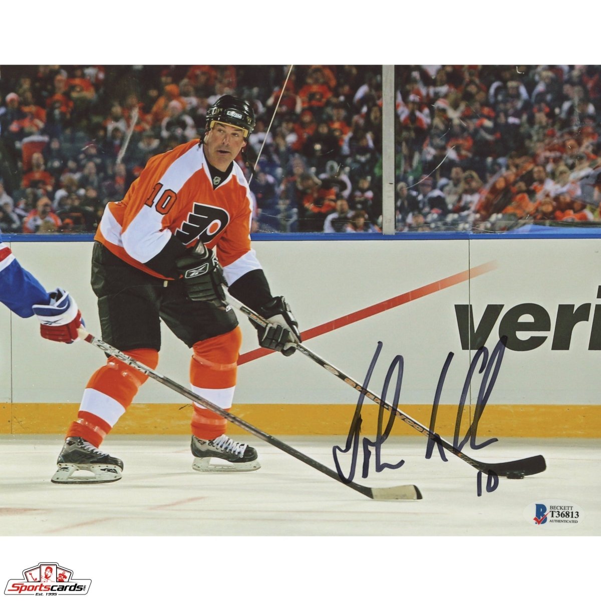 John LeClair Signed Auto 8x10 Photo Beckett BAS Flyers Penguins